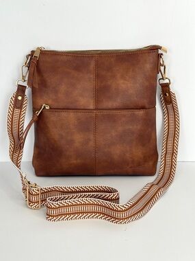Westbronco Women's Vegan Leather Medium Crossbody Shoulder Bag Guitar Strap